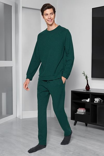 Trendyol Collection Πράσινη Regular Fit Πλεκτή Πιτζάμες Βάφλα Σετ TMNAW23PT00015