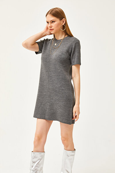 Olalook Γυναικείο φόρεμα με καπνιστό Crew Neck Mini Knitwear ELB-19002058