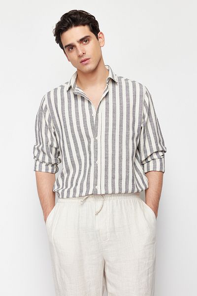 Trendyol Collection Antazida-Hemd mit Streifen und normaler Passform - TMNSS24GO00048