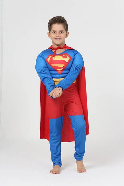 Superman costume muscle children's Superman masked party and special day suit