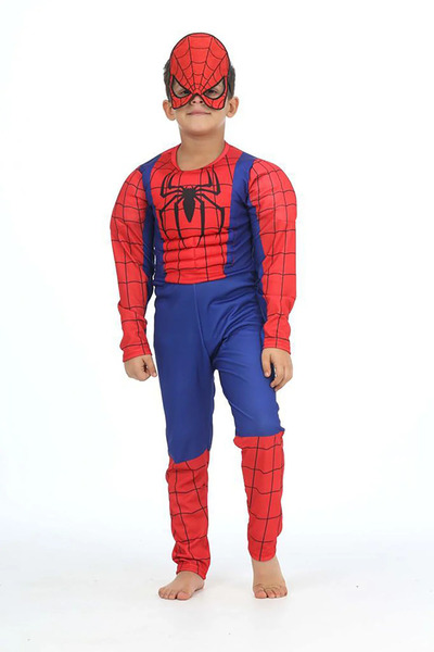 SPIDERMAN costume muscular boy spiderman costume with mask spider man party special day suit