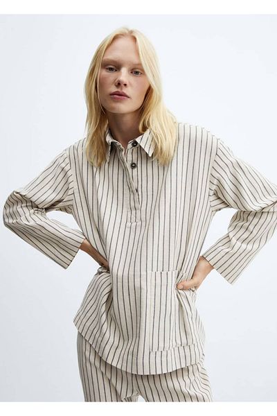 MANGO Woman Gestreiftes Pyjamahemd