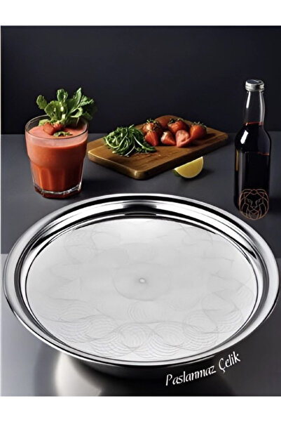 Metler Paslanmaz Çelik Sini 70 cm Sofra Yemek Tepsisi Süper Kromajlı Sini 70 CM