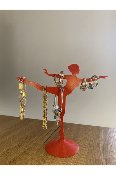 Three D Maker Organizator de suport pentru bijuterii, proiectat de balerină decorativă de campanie, inel/cercei/colier/umeraș pentru bijuterii