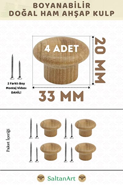 SaltanArt Ahşap Mantar Yuvarlak Kulp Lüks Country Çocuk Odası Dolap Çekmece K...