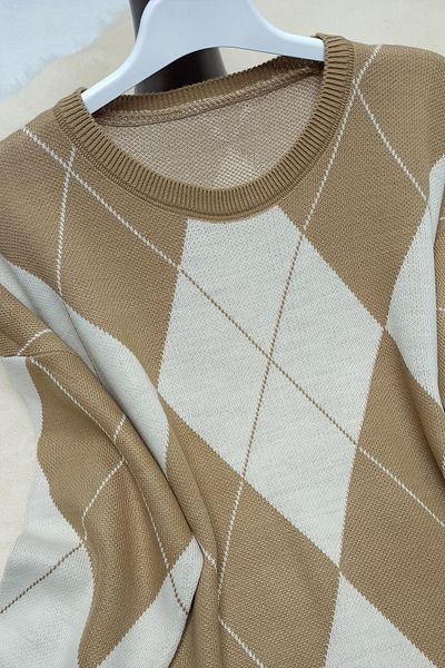 CHITI PITI Baklava Pattern Double Color Knitwear Tunic