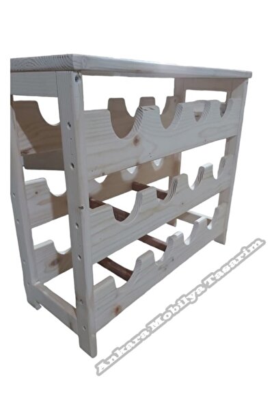 Genel Markalar İskandinav Ahşap Masif Ağaç 3 Katlı Şaraplık Klasik