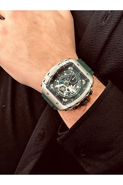 Ferrucci FERRUCCİ MEN'S WRISTWATCH (GREEN SLICONE CORD)