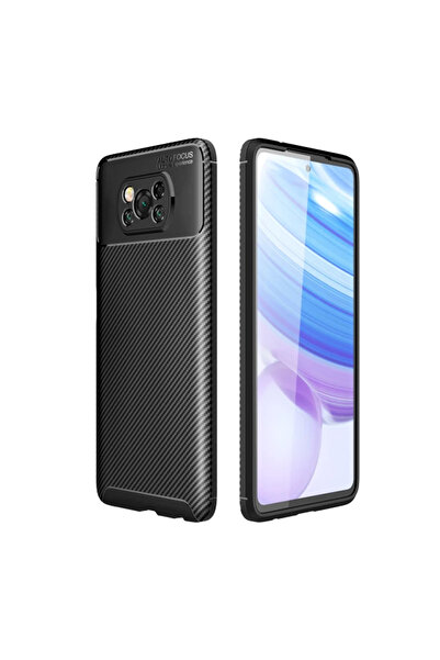 Teleplus Xiaomi Poco X3 NFC Kılıf Negro Karbon Dizayn Silikon Siyah