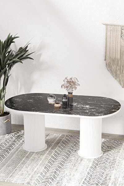 AVVİO Kiev Bohem Lake Mdf Beyaz Ayaklı 80x140 Mutfak Masası Yemek Masası