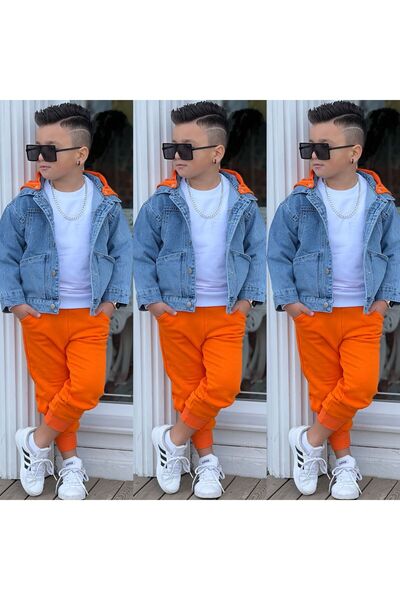 MUMİKİDS BAYRAMLIK ERKEK KOT TAKIM (CEKET-PENYE-EŞOFMAN)