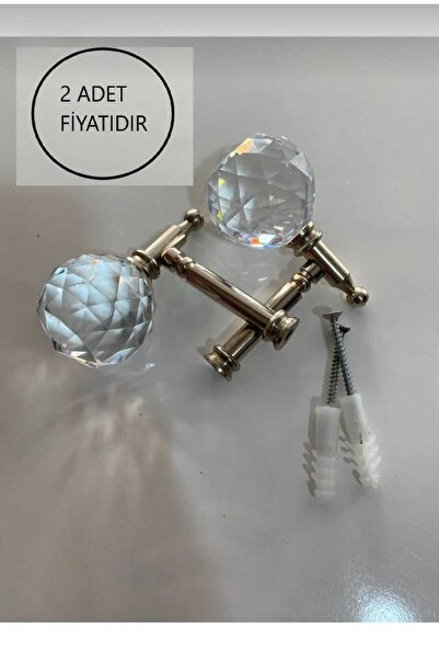 PerdeYap1980 Renso Kristal Taşlı Gümüş Renk Fon Perde Kuşağı Bağlama Aparatı