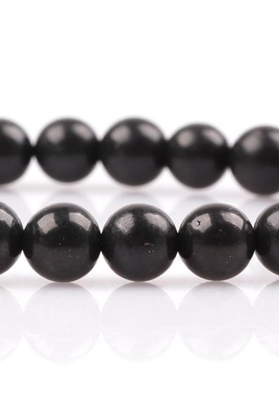 Big Shopia 6 mm Sphere Cut Shungite Natural Stone Bracelet