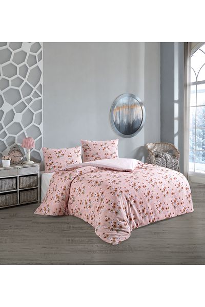 üntaş UNITAS PINK FLOWERS DOUBLE PERSONAL DOUBLE SIDED Duvet Cover Set pinkflowerspair set
