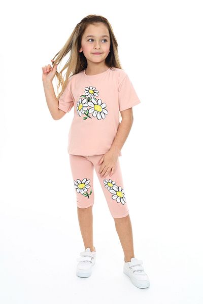 e-çocuk Daisy Printed Girl's Set - Lower and Upper Set 104160