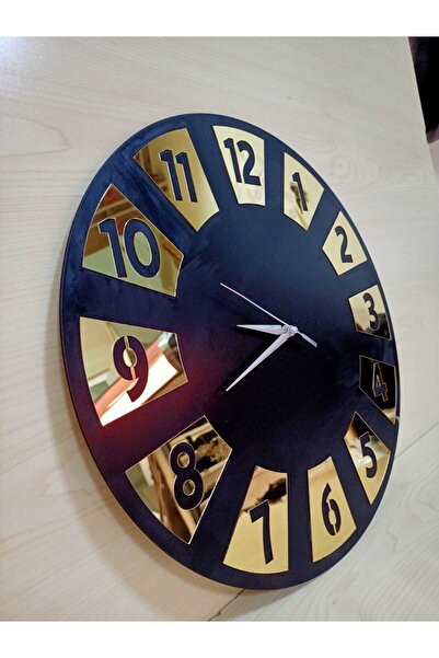 Dekor Treni ساعة حائط خشبية سوداء أنيقة من زجاج شبكي هدية