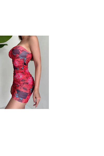 khar Rochie mini Dilber, fără bretele, imprimeu digital Glop