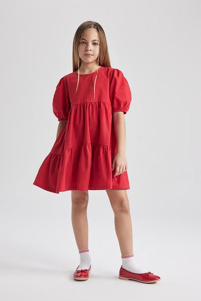 DeFacto Girl's Short Sleeve Red Dress B6927a824sm
