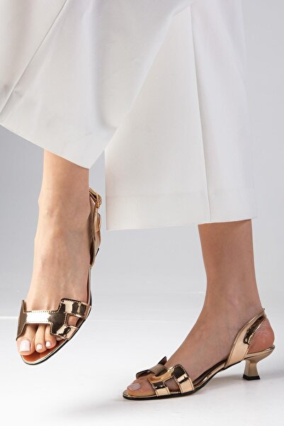 Mio Gusto Romy Pembe Altın Renk Kadın Kısa Topuklu Ayakkabı