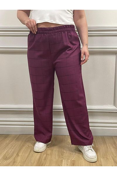 DISENTIS MODEST Plaid Patterned Claret Red Trousers - Small Size