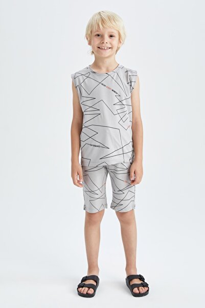 DeFacto Bermude din bumbac pieptănat cu model pentru băiat
