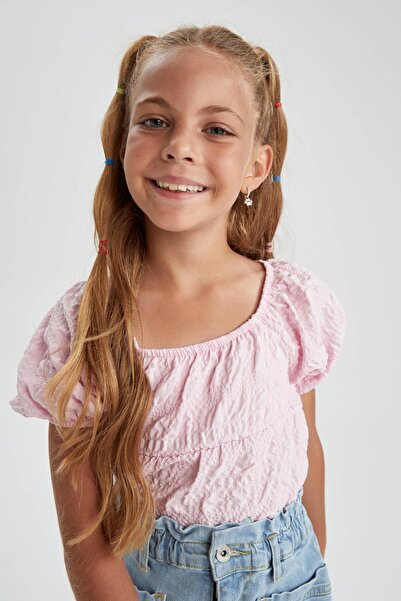 DeFacto Girl's Carmen Collar Short Sleeve Blouse X7622a622hs