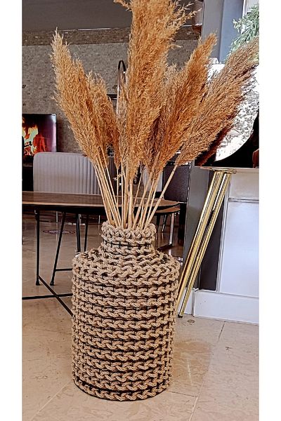 Egindra 36 cm Decorative Metal Flower Pump - Wicker Braided Vase