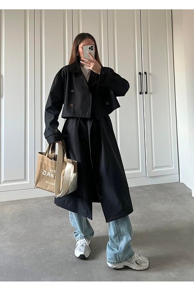 AÈC PRIVÈ Women's New Season Trend Magic Both Vest and Crop and Trench Coat 777