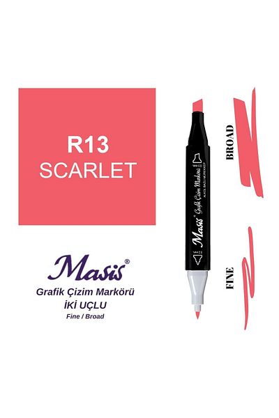 Masis Twin Double Tip 13 Scarlet Marker Pen