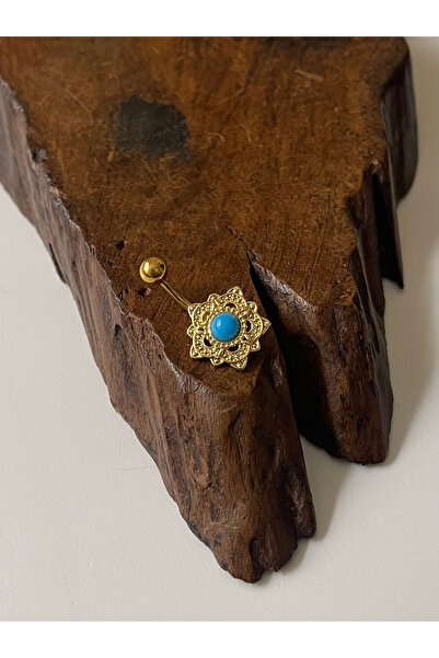 Rupen Kraft 316 L Cerrahi Çelik Taşlı Etnik Çiçek Detay Şık Göbek Piercingi