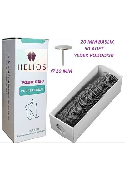 Helios 20 mm Pedicure Disc Pododisk Emerys 1 Pcs Cap 50 Pcs Emery