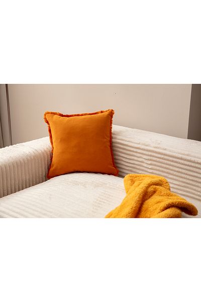 SWITA MUSTARD COLOR FRINGED SINGLE COLOR 43X43 CIRLENT CASE