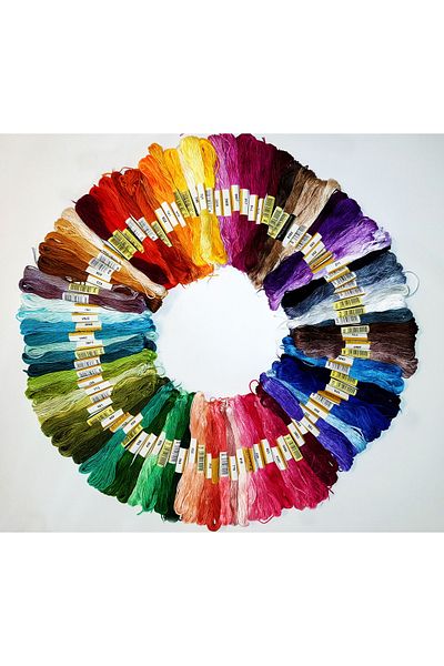ALMİŞ 100 Pieces Muline Cross Stitch 8 Meters 6 Layers Different Colors Cross Stitch Embroidery Rococo Floss