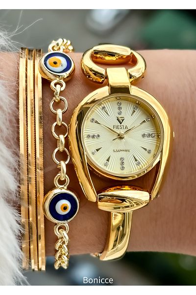 Fiesta Full Steel Mesh Strap Gold Color VIP 5 Atm Wristwatch