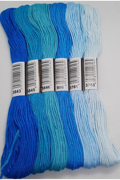 ALMİŞ 6 Pieces Muline Cross 8 Meters 6 Layers Different Colors Cross Stitch Embroidery Rococo Thread 3843 3753
