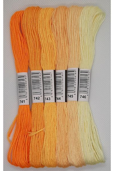 ALMİŞ 6 Pieces Muline Cross 8 Meters 6 Layers Different Colors Cross Stitch Embroidery Rococo Thread 741 746
