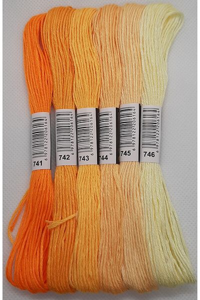 ALMİŞ 6 Pieces Muline Cross 8 Meters 6 Layers Different Colors Cross Stitch Embroidery Rococo Thread 741 746