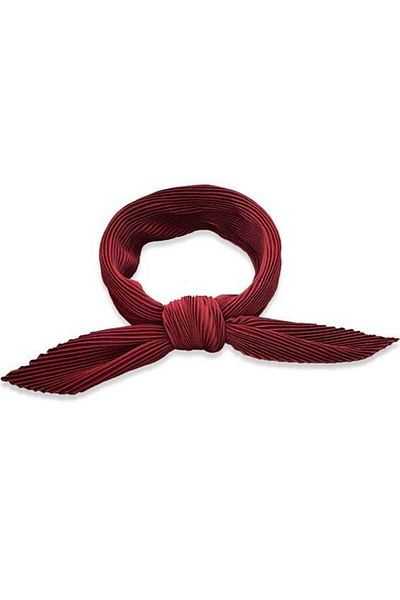Boldy Eșarfă plisată pentru femei Eșarfă de culoare uni Eșarfă nostalgică Eșarfă simplă vintage Eșarfă Burgundy