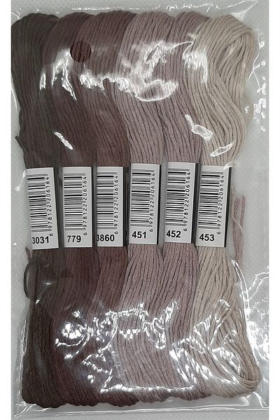 ALMİŞ 6 Pieces Muline Cross 8 Meters 6 Layers Different Colors Cross Stitch Embroidery Rococo Thread 3031 453