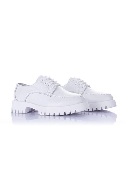 Getcho Pantofi casual albi cu șireturi Donat