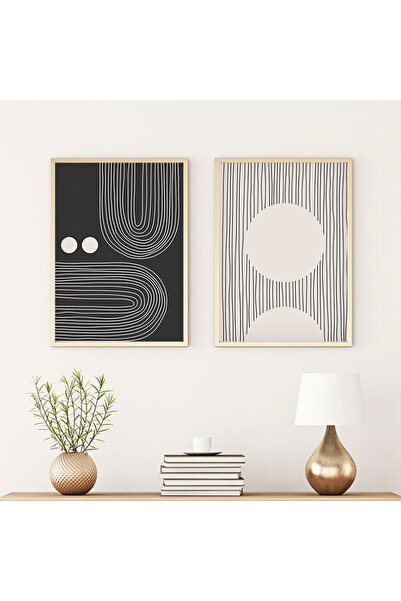 huhuli Σετ μοντέρνων πινάκων με ξύλινο πλαίσιο huhu87