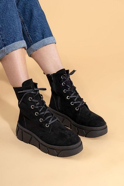 Getcho Saul Lace Λεπτομερείς Suede Γυναικείες Μαύρες Μπότες