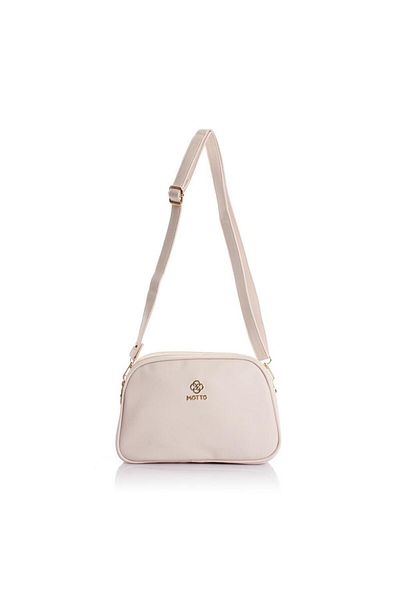 Getcho Metta Women's Beige Cross Strap Shoulder Bag Zippered Snap Fastener Multi-Compartment Suitable for Daily Use