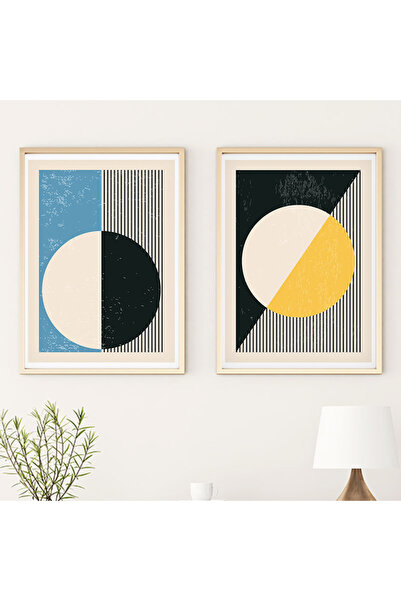 huhuli طقم لوحات حديثة بإطار خشبي huhu19