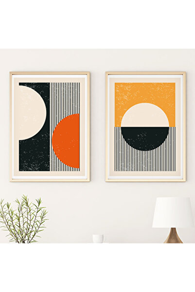 huhuli Set de pictură modernă cu cadru din lemn huhu18