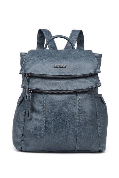 Getcho Rucsac de damă din piele albastră spălată – impermeabil, mărime medie, compartiment pentru laptop