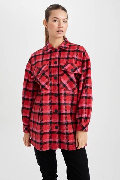 DeFacto Relax Fit Checked Tweed Long Sleeve Tunic Y9942az22wn