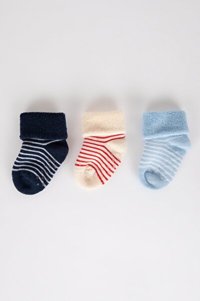 DeFacto Baby Boy Non-Slip Sole 3-Piece Cotton Long Socks Y6326a2ns