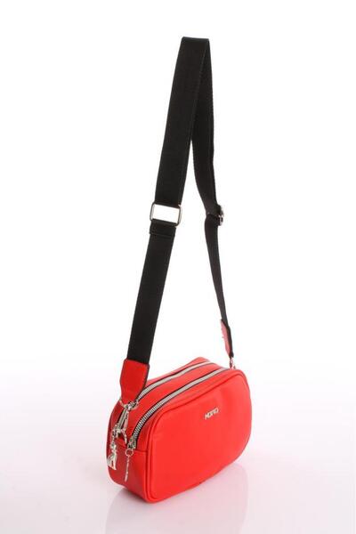 Getcho Carle Women's Red Crossbody Bag – Zippered Compartment, Adjustable Strap, Casual Stylish Satin Shoulder Bag