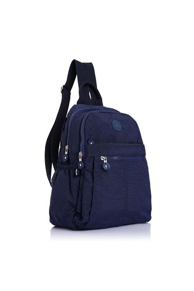 Getcho Eslera Women's Navy Blue Crinkle Backpack – Lightweight, Multi-Pocket, Suitable for Daily and School Use